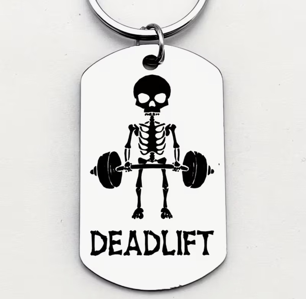 3/$25 Deadlift Skeleton Gym Stainless Steel Keychain NEW